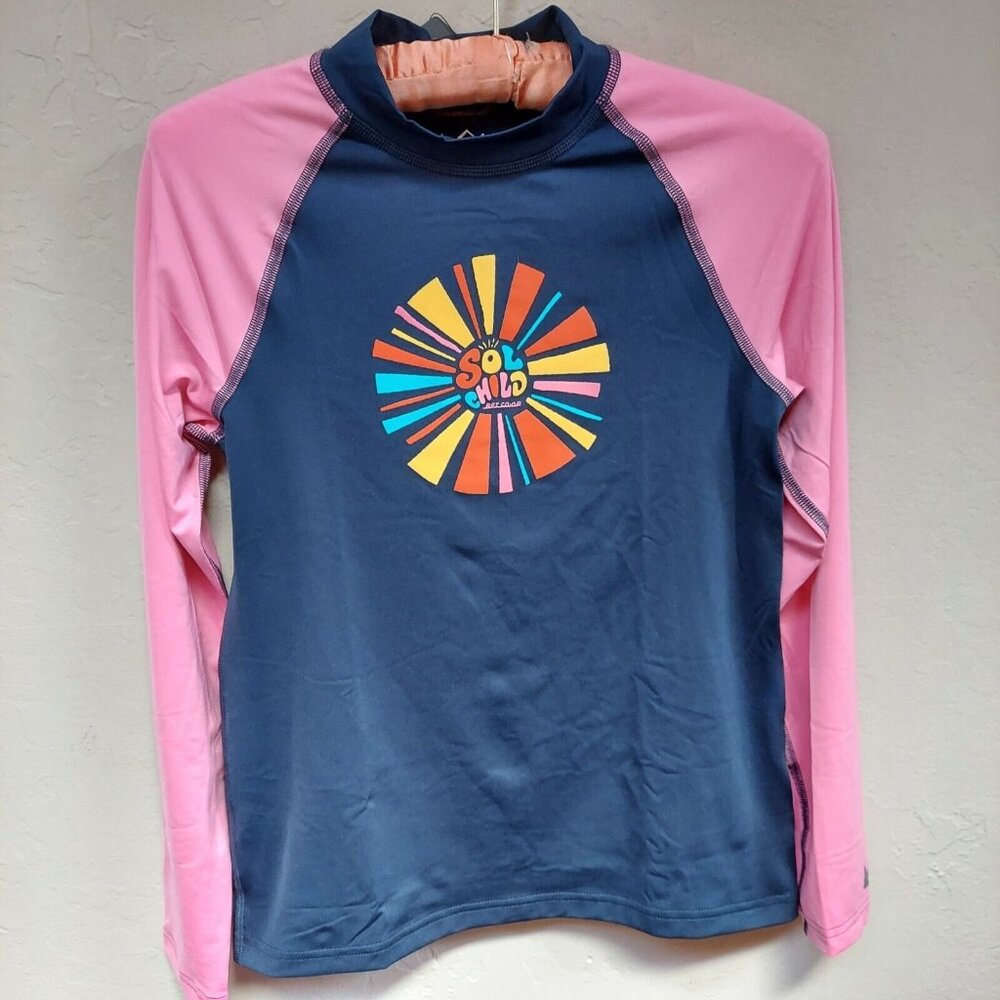 NWT REI Co-op Long-Sleeve Zonai Rashguard Top Kids Large (14-16) Pink Blue